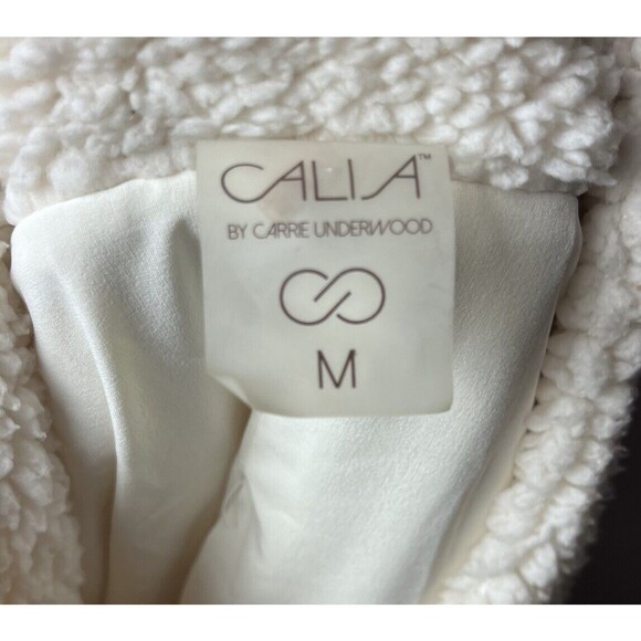 Calia By Carrie Underwood White Sherpa Jacket Size Medium Soft Cozy Sweater - Picture 5 of 5